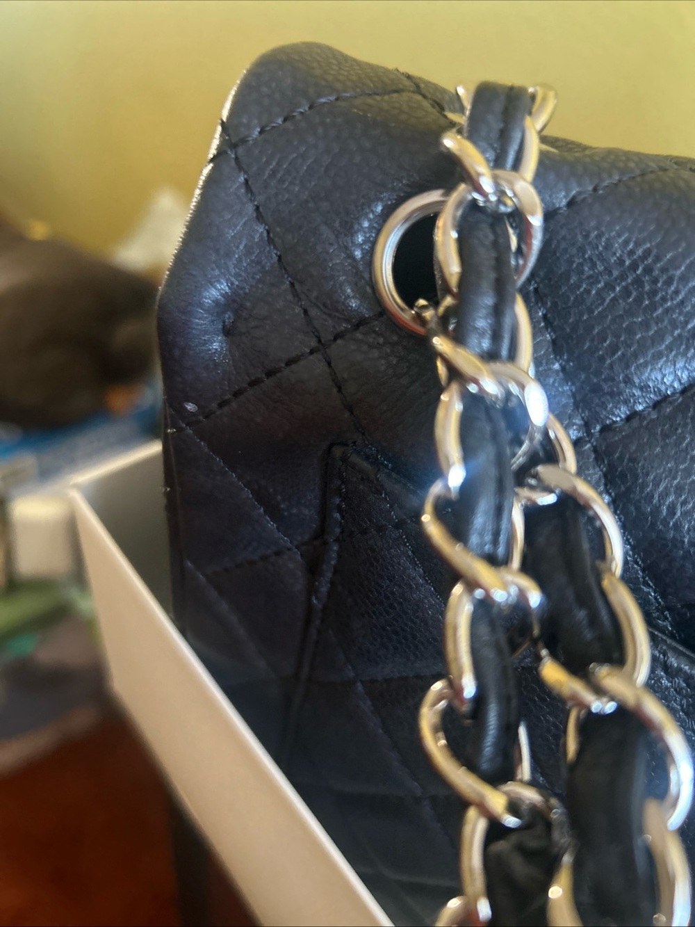 CHANEL Black Quilted Shoulder Bag with Silver-Tone CC - Picture 9 of 13